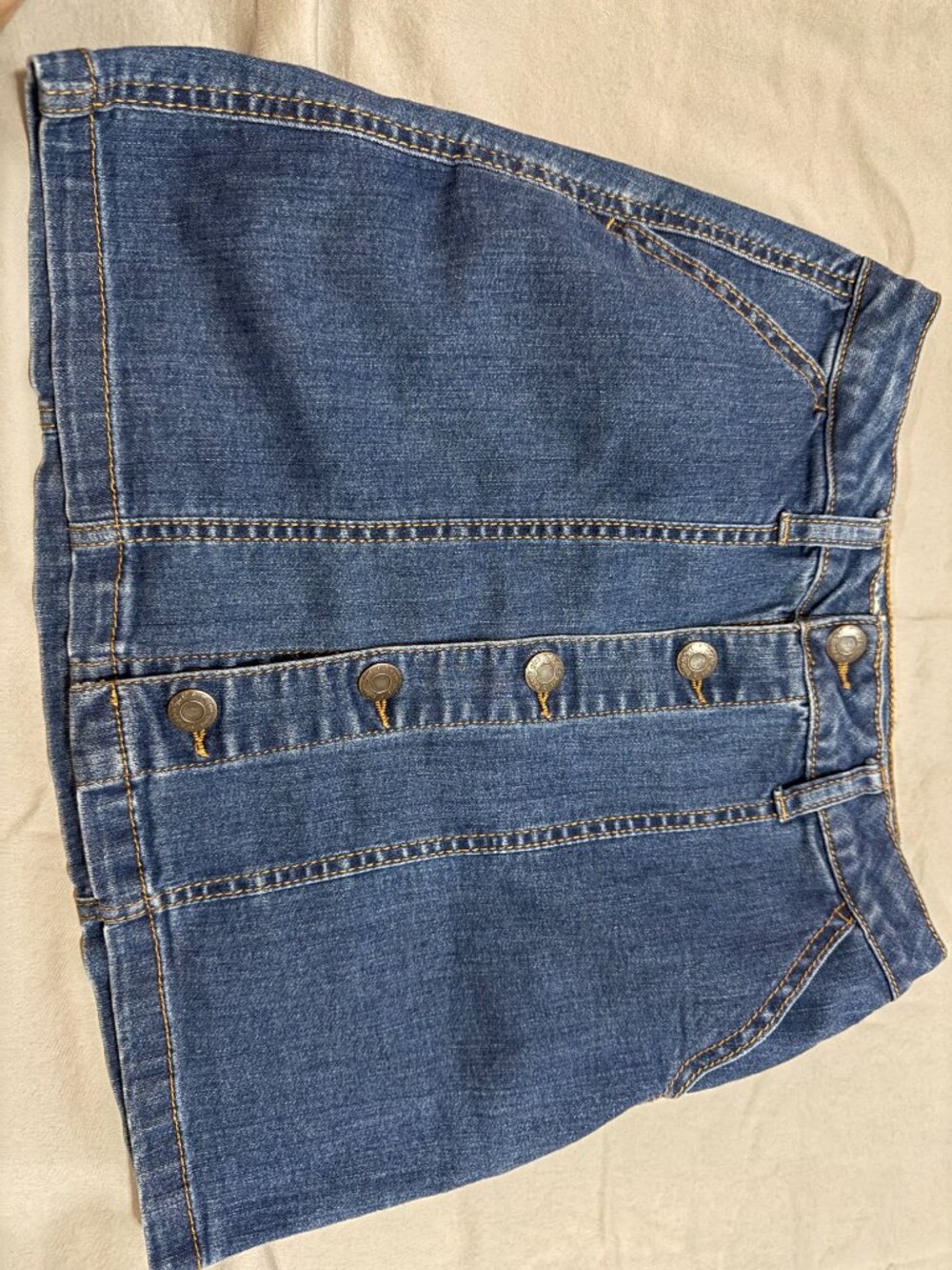 Hippie Girl Denim Button-Front Skirt Stretch Medium Wash Girls Size 6 SKU048